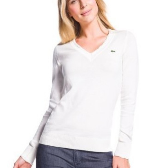 white lacoste sweater